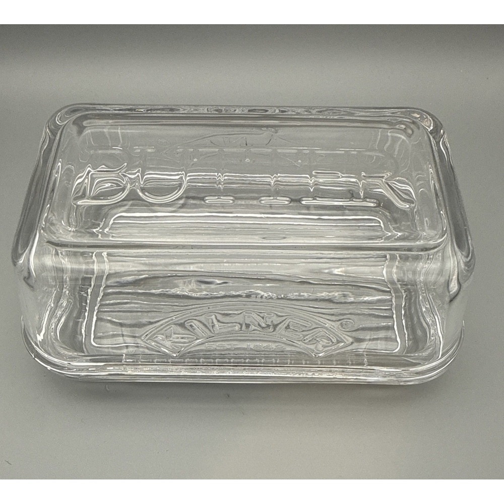 Kilner New Glass Butter Dish 2 pieces, rare collectible, ribbed design EST. 1842